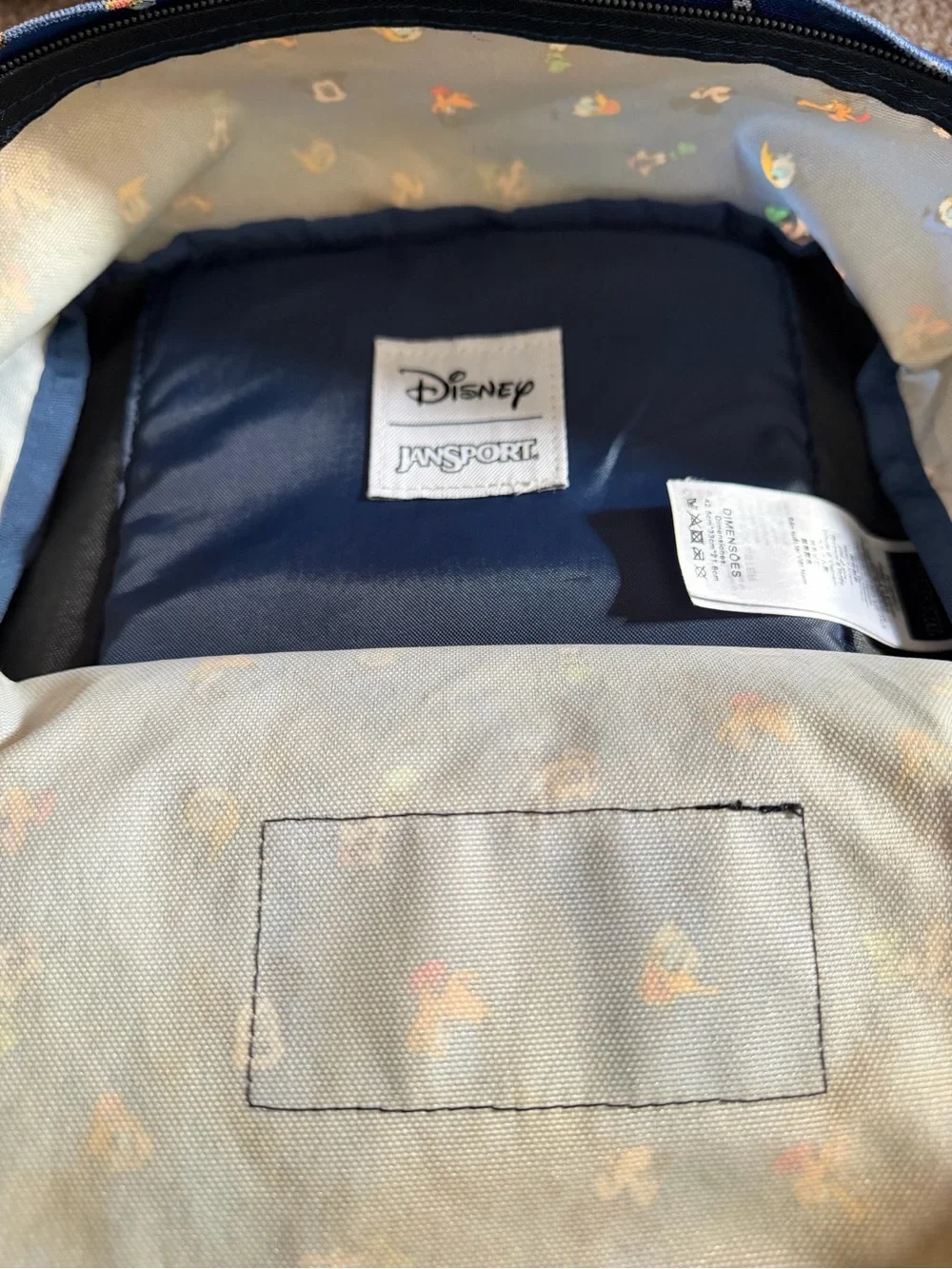 Jansport Blue Backpack with Disney Character Print